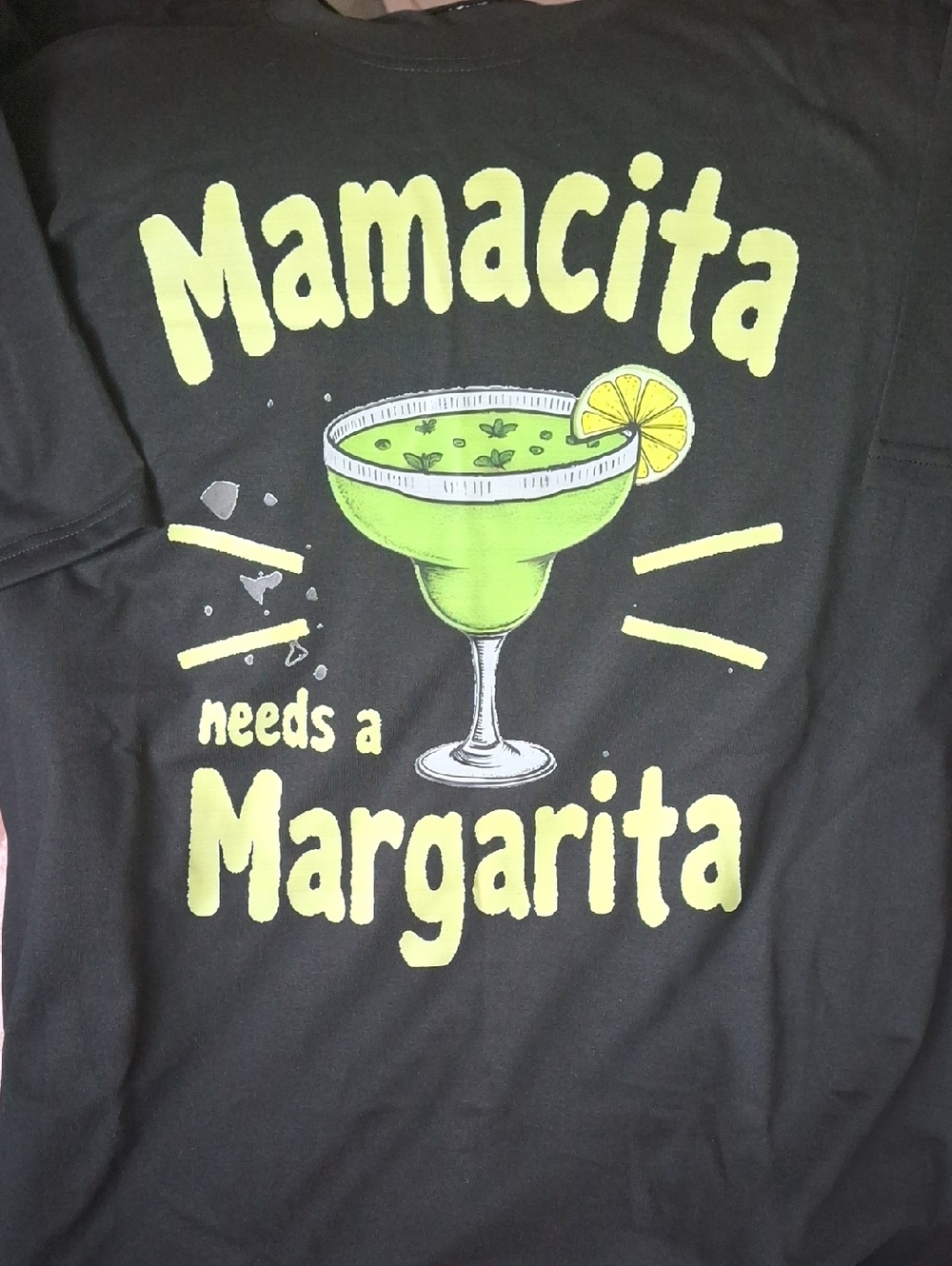 NEW Mamacita Needs a Margarita Graphic Tee - Lime Green on Black XXL